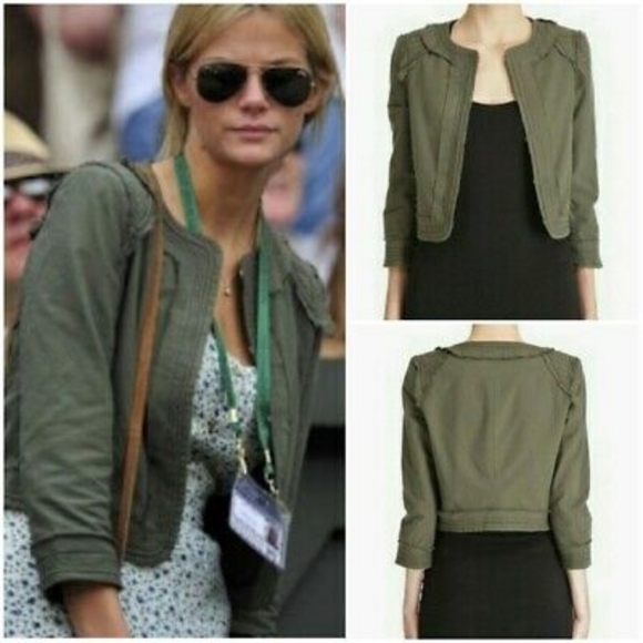 NWT, Elizabeth and James Olive Green Raw Edge Jacket - Picture 1 of 15